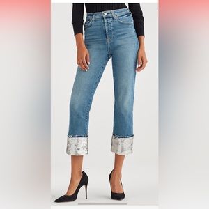 7 for all mankind boyfriend sequin crop Jean